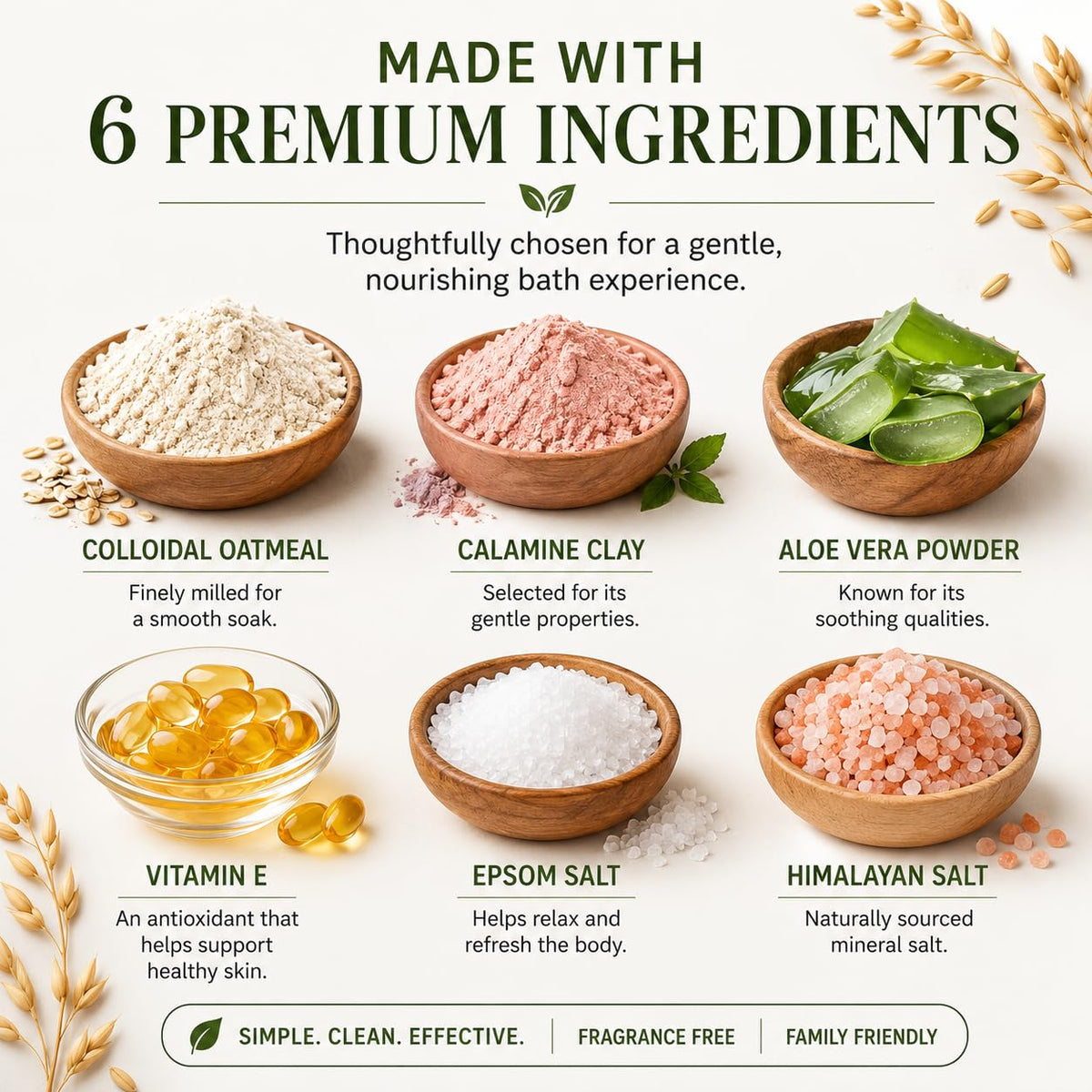 Détails des ingrédients du bain d'avoine Oats Garden