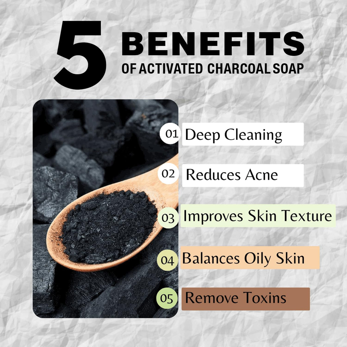 Détails des ingrédients du savon au charbon actif