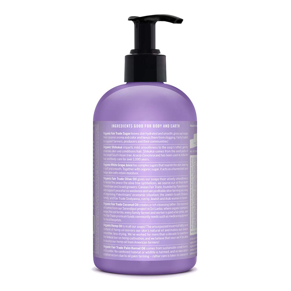 Détails des ingrédients du savon sucré bio Dr. Bronner's