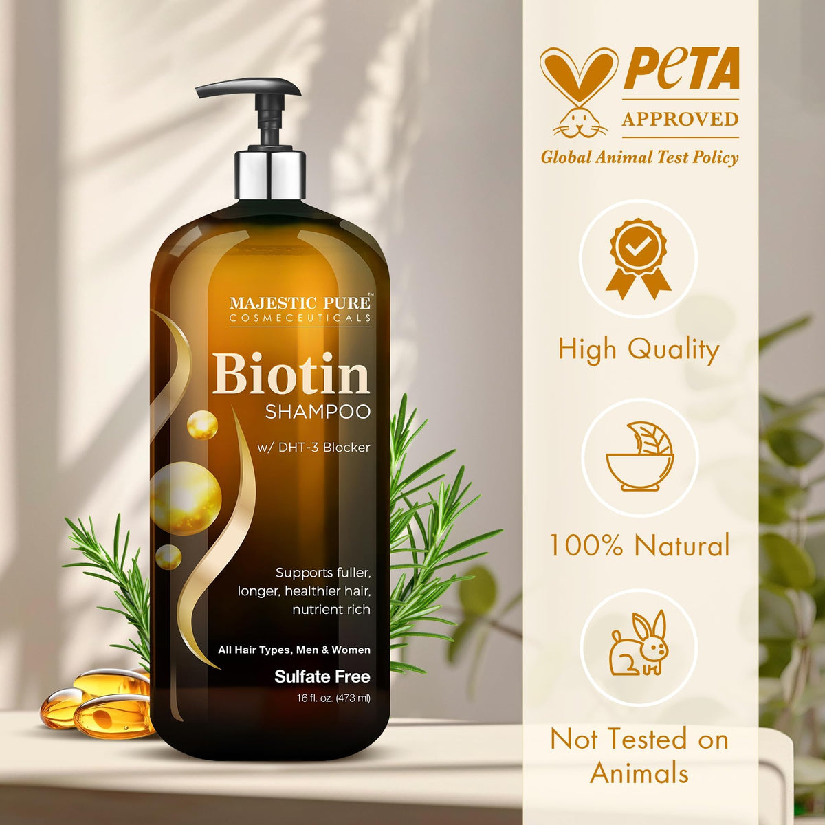Détails des ingrédients naturels du shampooing Majestic Pure