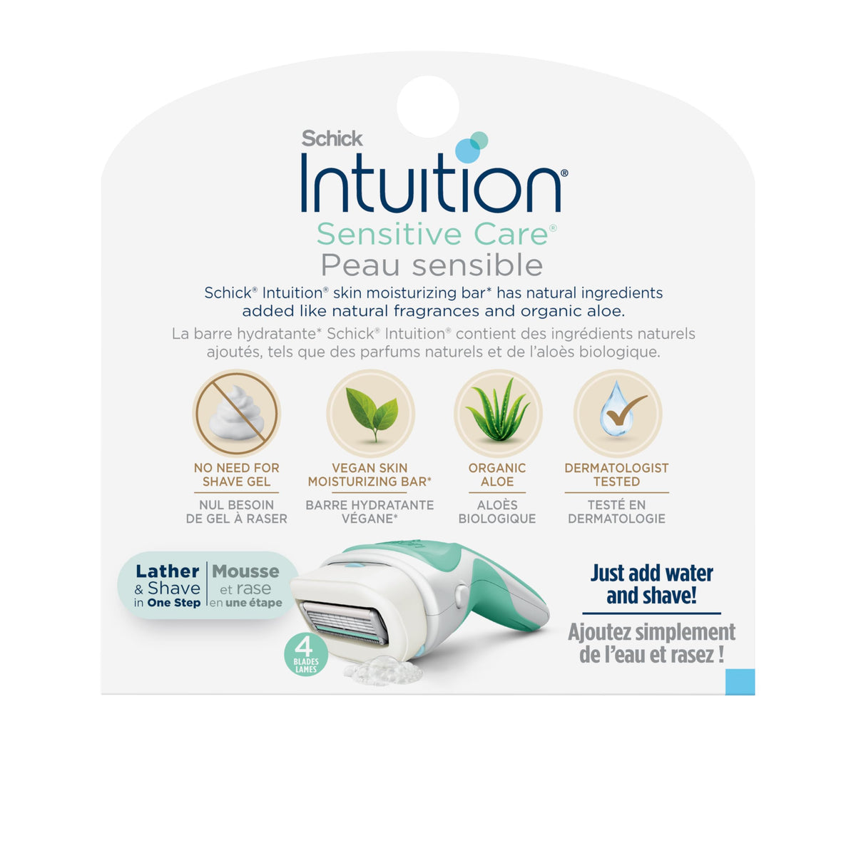 Détails des lames des recharges de rasoirs INTUITION