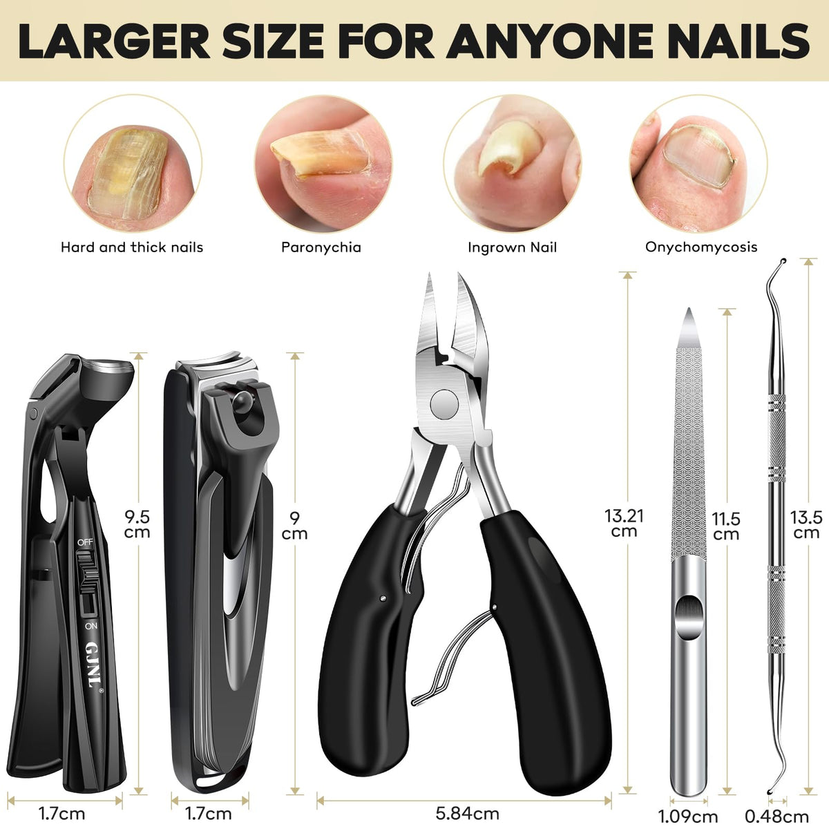 Détails des lames en acier inoxydable des coupe-ongles GJNL