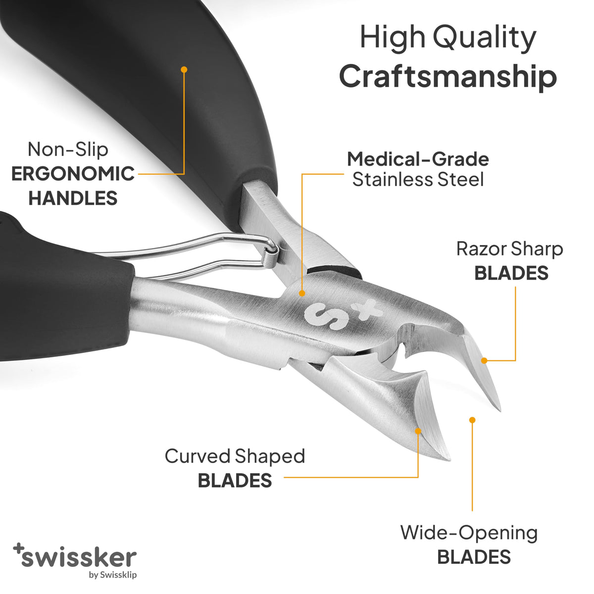 Détails des lames ultra-aiguisées du coupe-ongles Swissklip