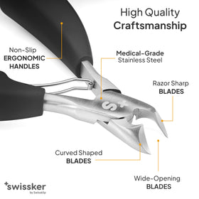 Détails des lames ultra-aiguisées du coupe-ongles Swissklip