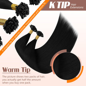Détails des liens en kératine des extensions K Tip Sunny Hair