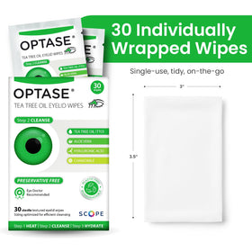Détails des lingettes Optase, emballage individuel