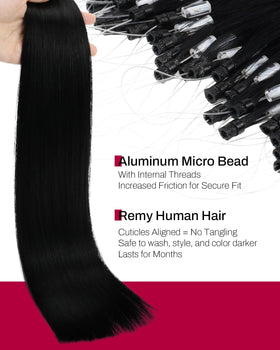 Détails des mèches d'extensions de cheveux Moresoo Microlink