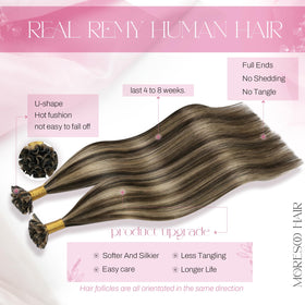 Détails des mèches d'extensions de cheveux Moresoo U Tip