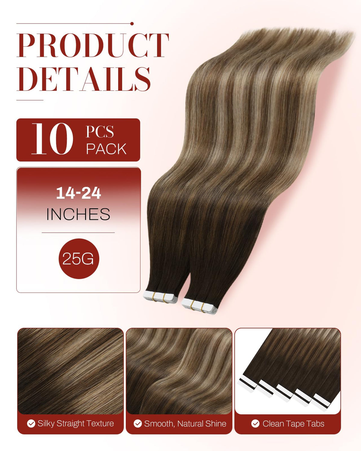 Détails des Moresoo Extensions de Cheveux Balayage 18in
