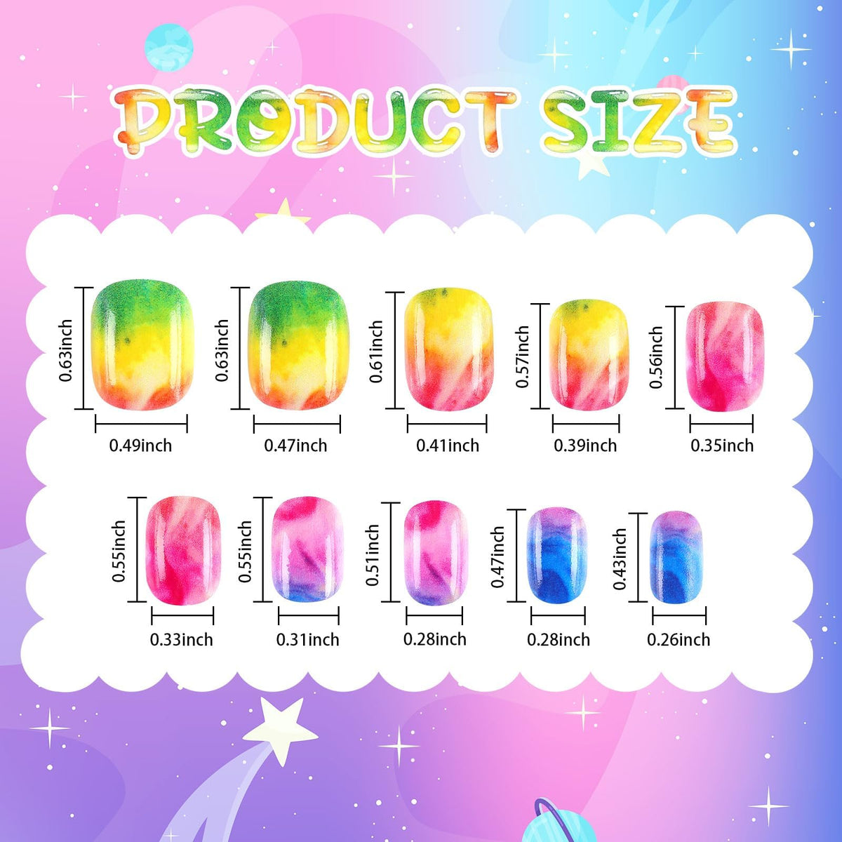 Détails des ongles autocollants pour enfants avec motifs colorés