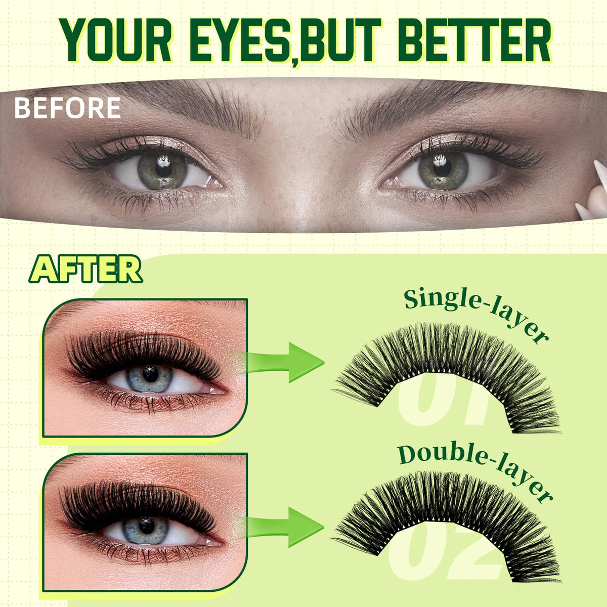 Détails des outils inclus dans le kit KEYYOU pour l'application des cils