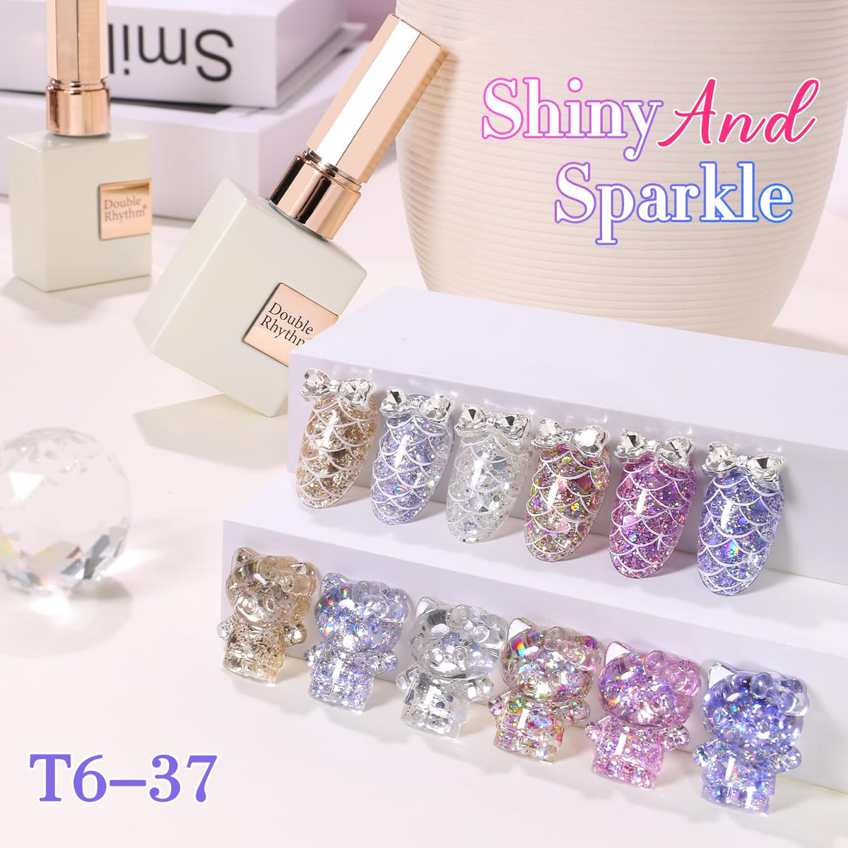 Détails des paillettes du vernis gel pailleté