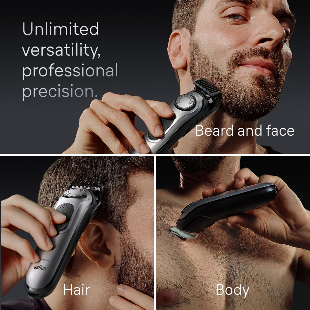 Détails des peignes et accessoires du kit Braun 7440