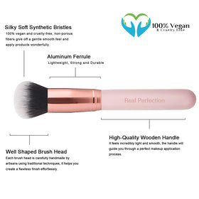 Détails des pinceaux de maquillage Real Perfection avec poignées en bois