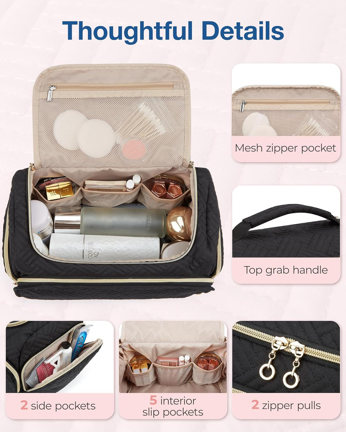Détails des poches en mesh de la trousse BAGSMART
