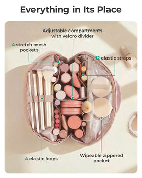 Détails des poches en mesh du sac de maquillage BAGSMART