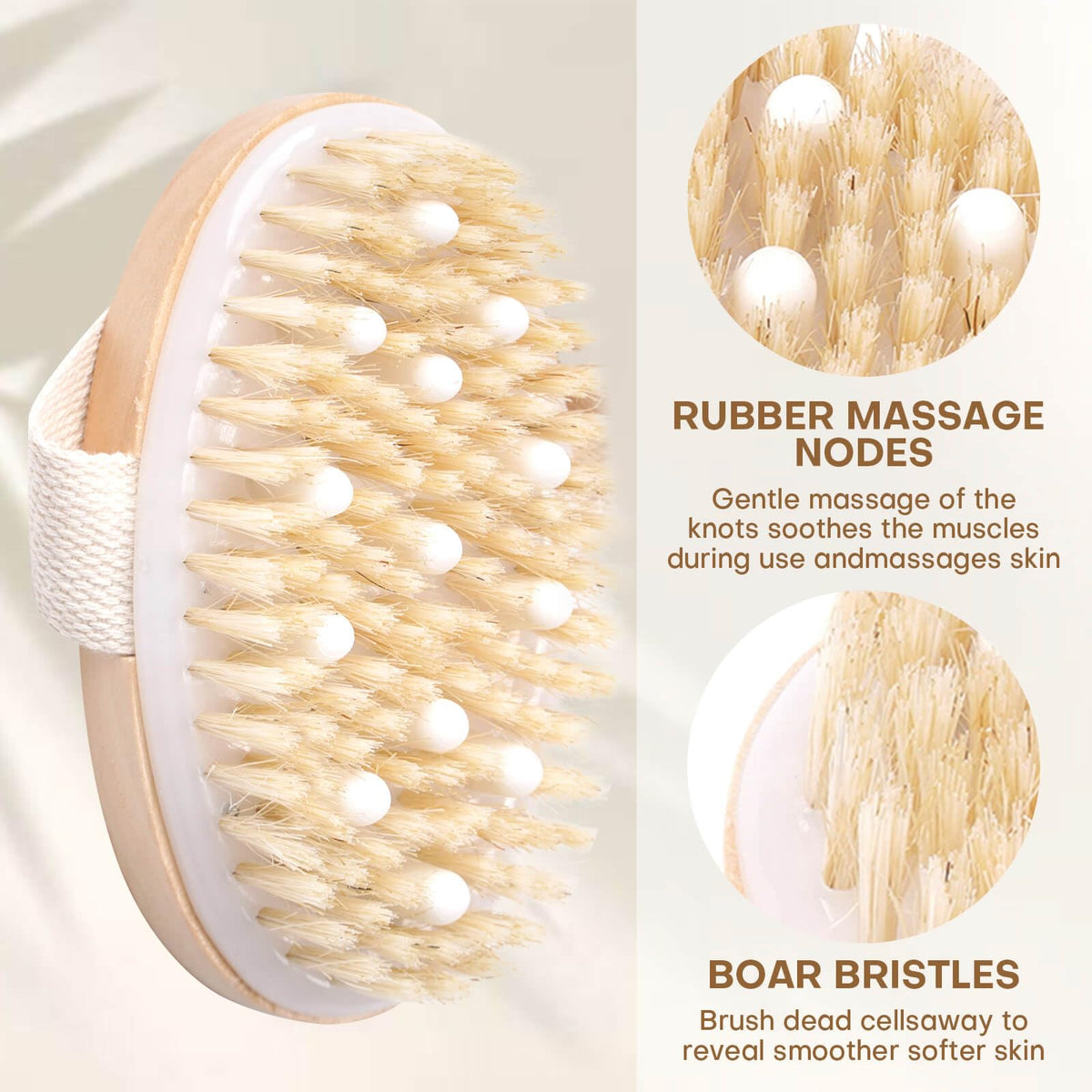Détails des poils de sanglier de la brosse Bealihelp