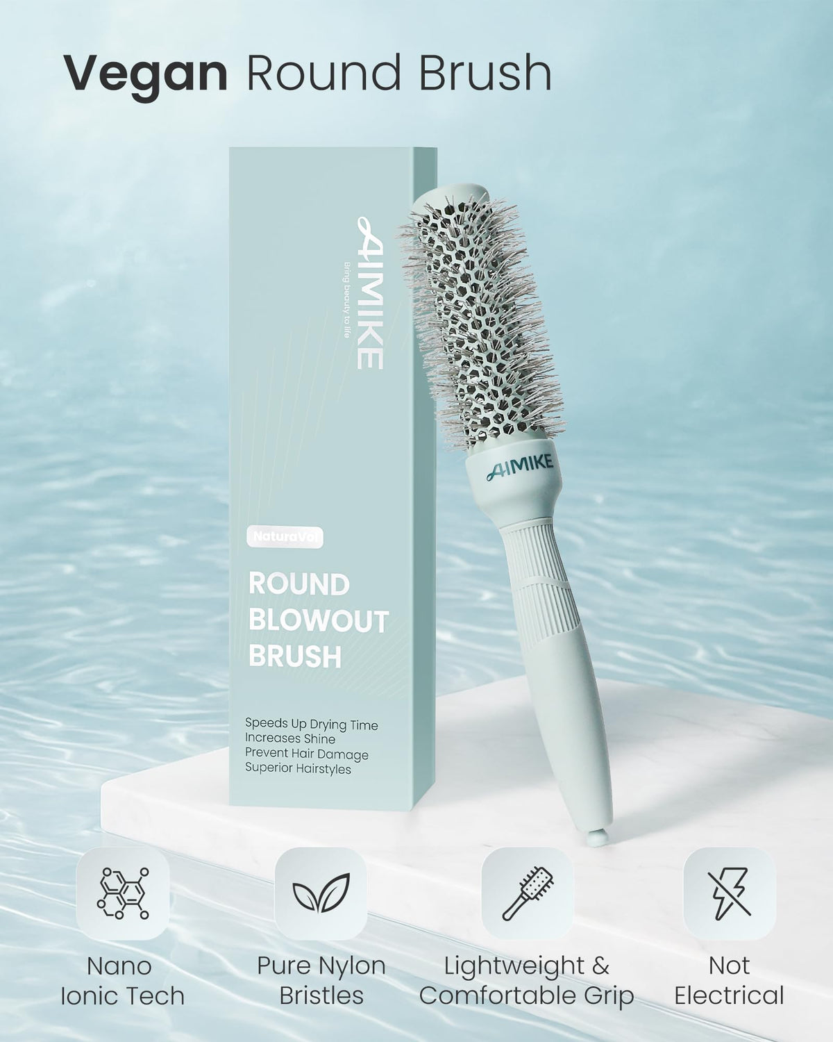 Détails des poils en nylon ondulés et droits de la brosse