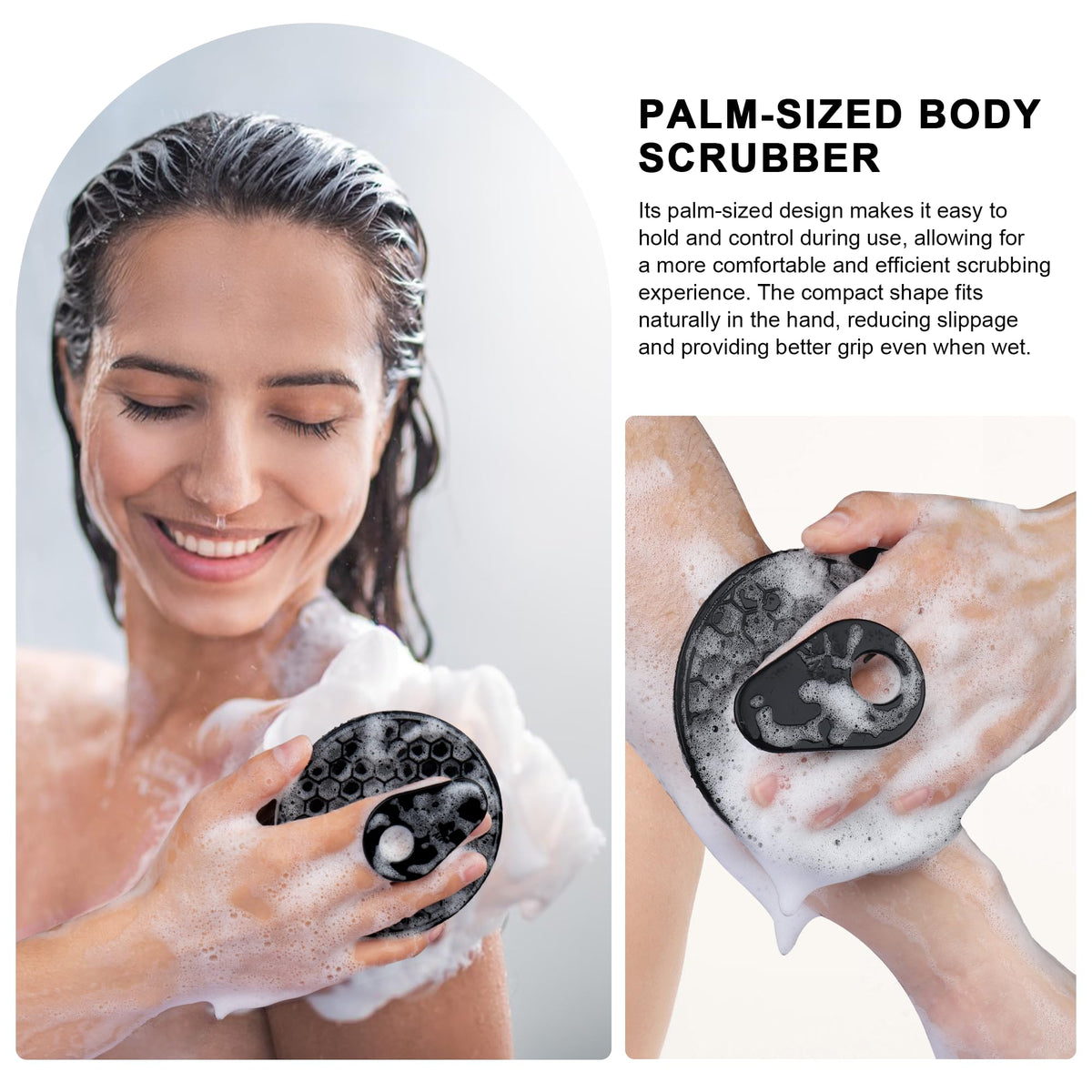 Détails des poils en silicone souples du gant de douche INNERNEED