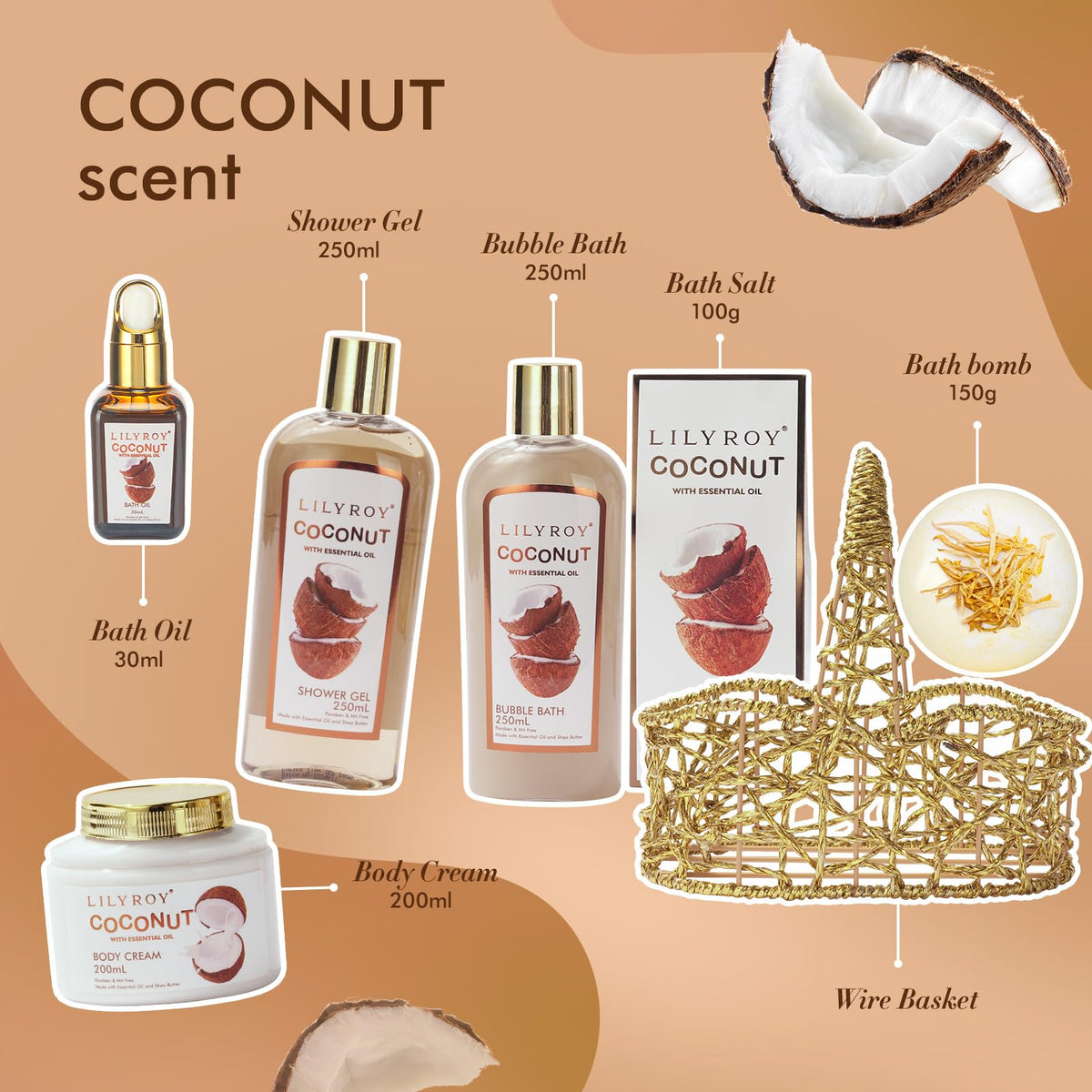 Détails des produits du coffret spa LILY ROY