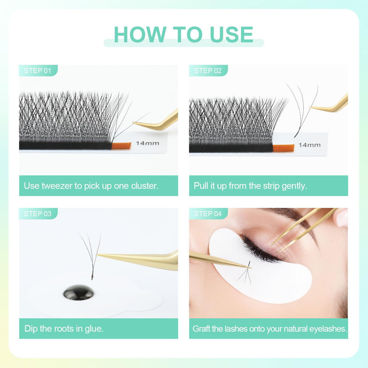 Détails des racines des extensions de cils 3D W NAGARAKU