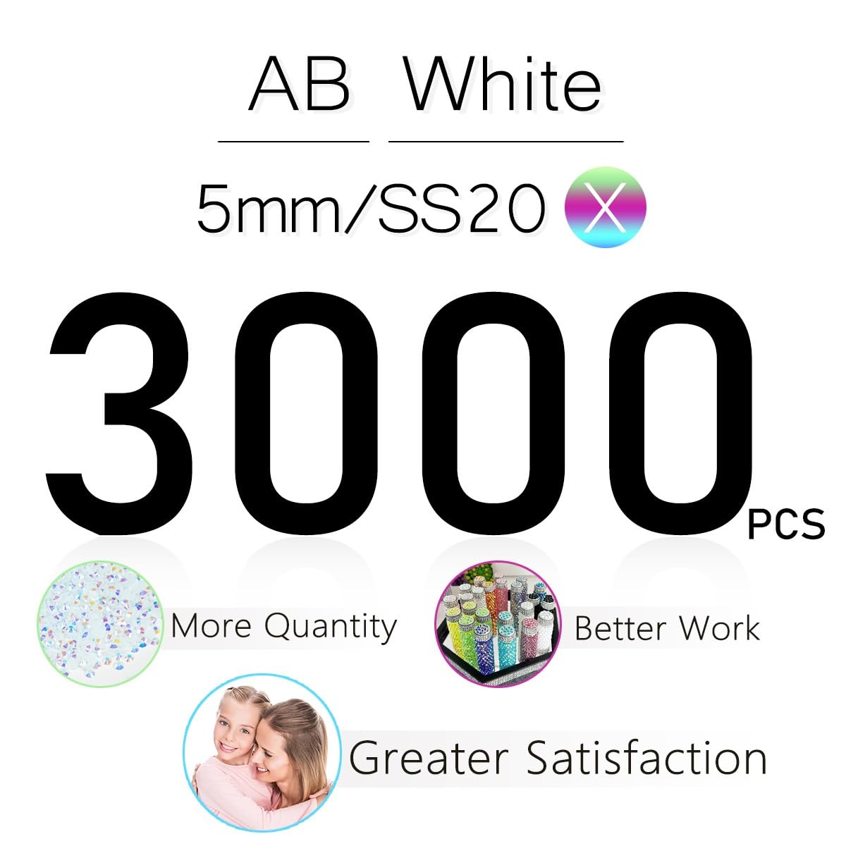Détails des strass en résine blanc AB 5mm