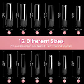 détails des tailles des tips à ongles ranrose