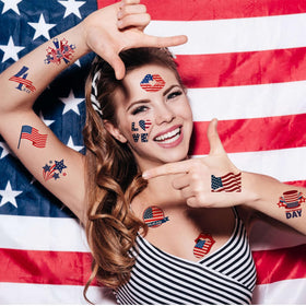 Détails des tatouages temporaires CHARLENT avec motifs patriotiques