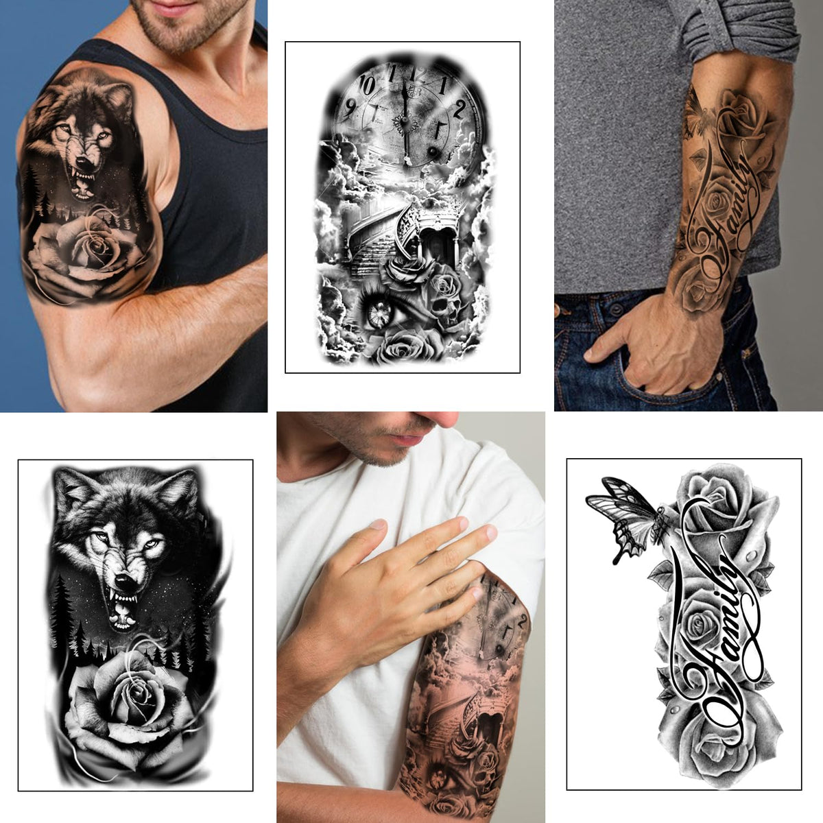 Détails des tatouages temporaires Yazhiji avec motifs variés