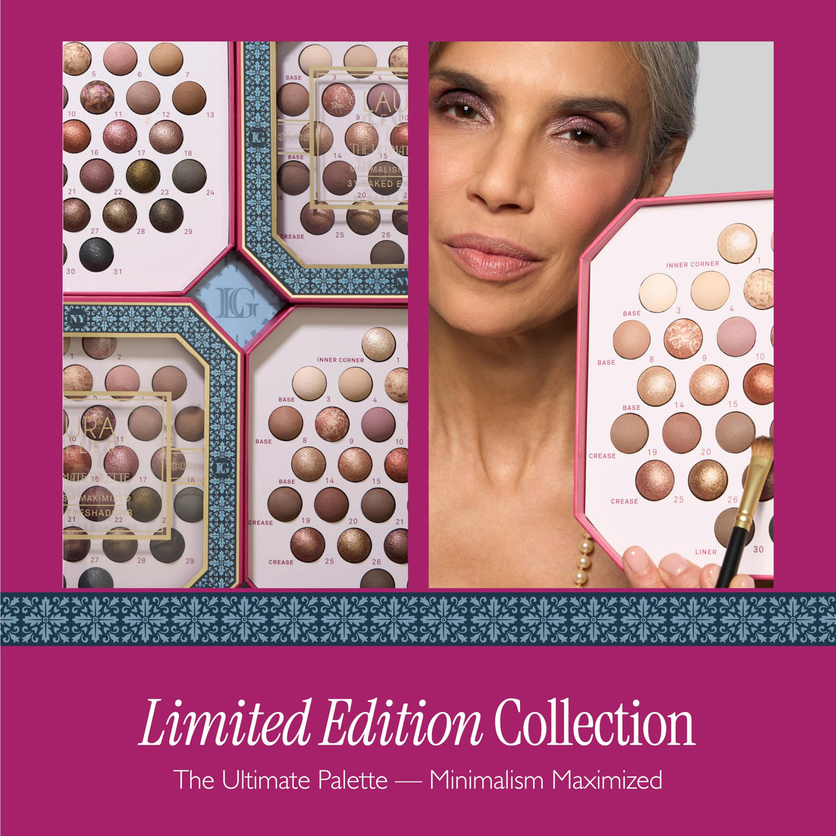 Détails des teintes marbrées de la palette LAURA GELLER