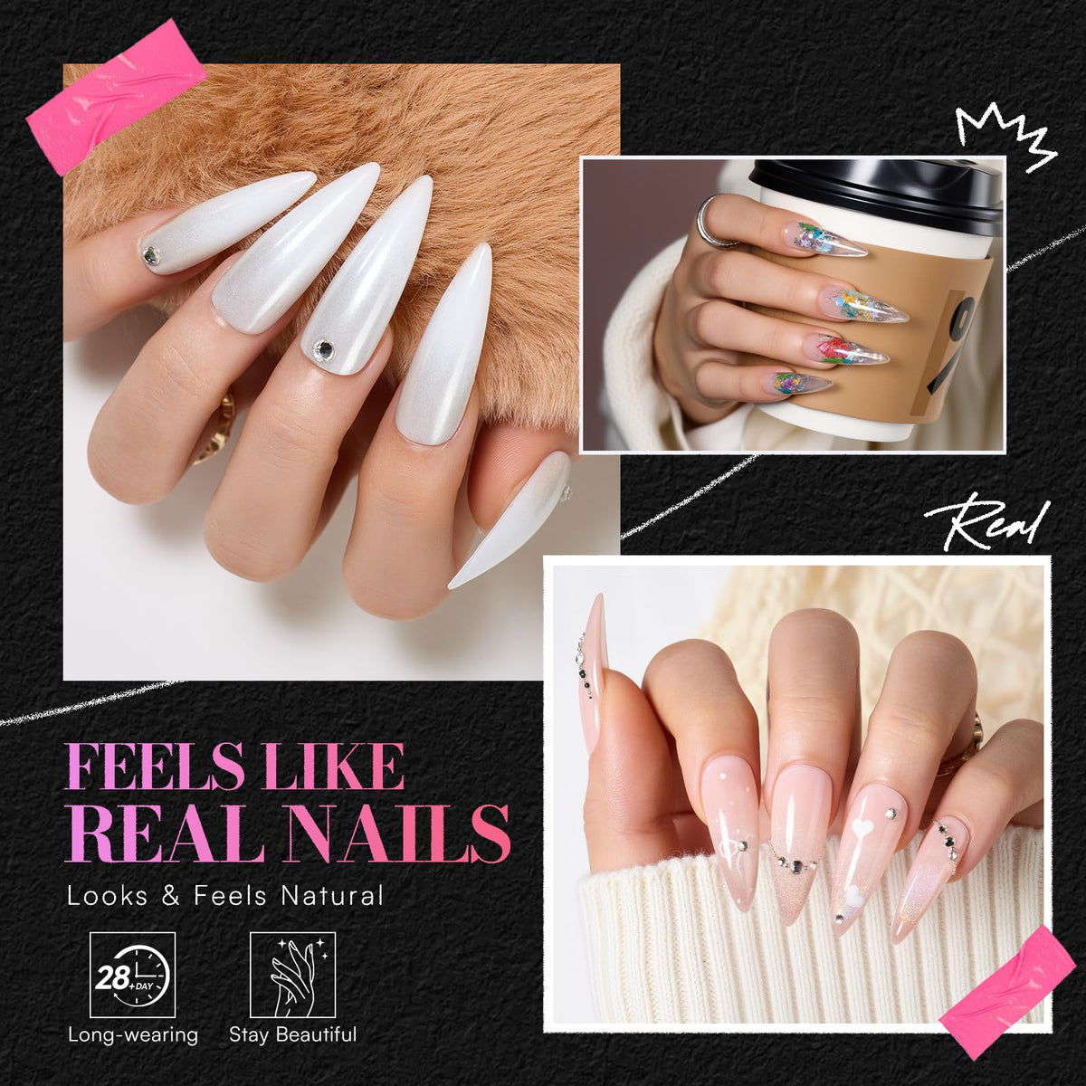 Détails des tips d'ongles amande semi-mat Makartt