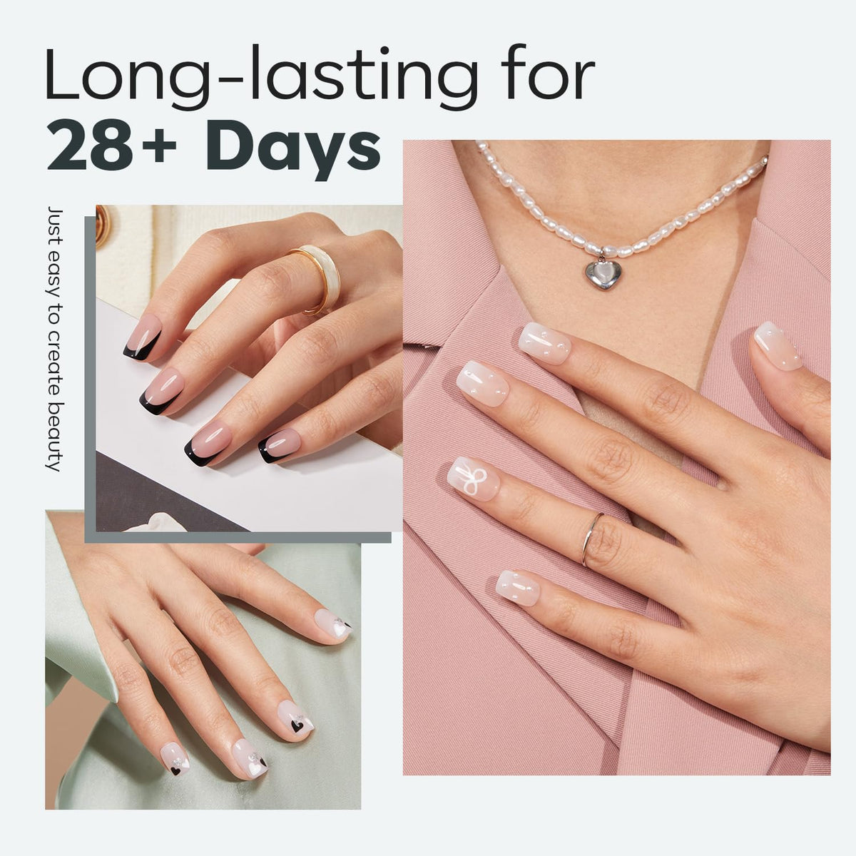 Détails des tips d'ongles carrés XS modelones, texture semi-mate
