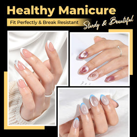 Détails des tips ongles ovales courts UNA GELLA, taille et texture