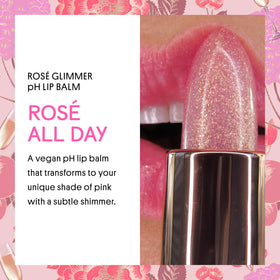 Détails du Baume Glimmer Rosé avec paillettes