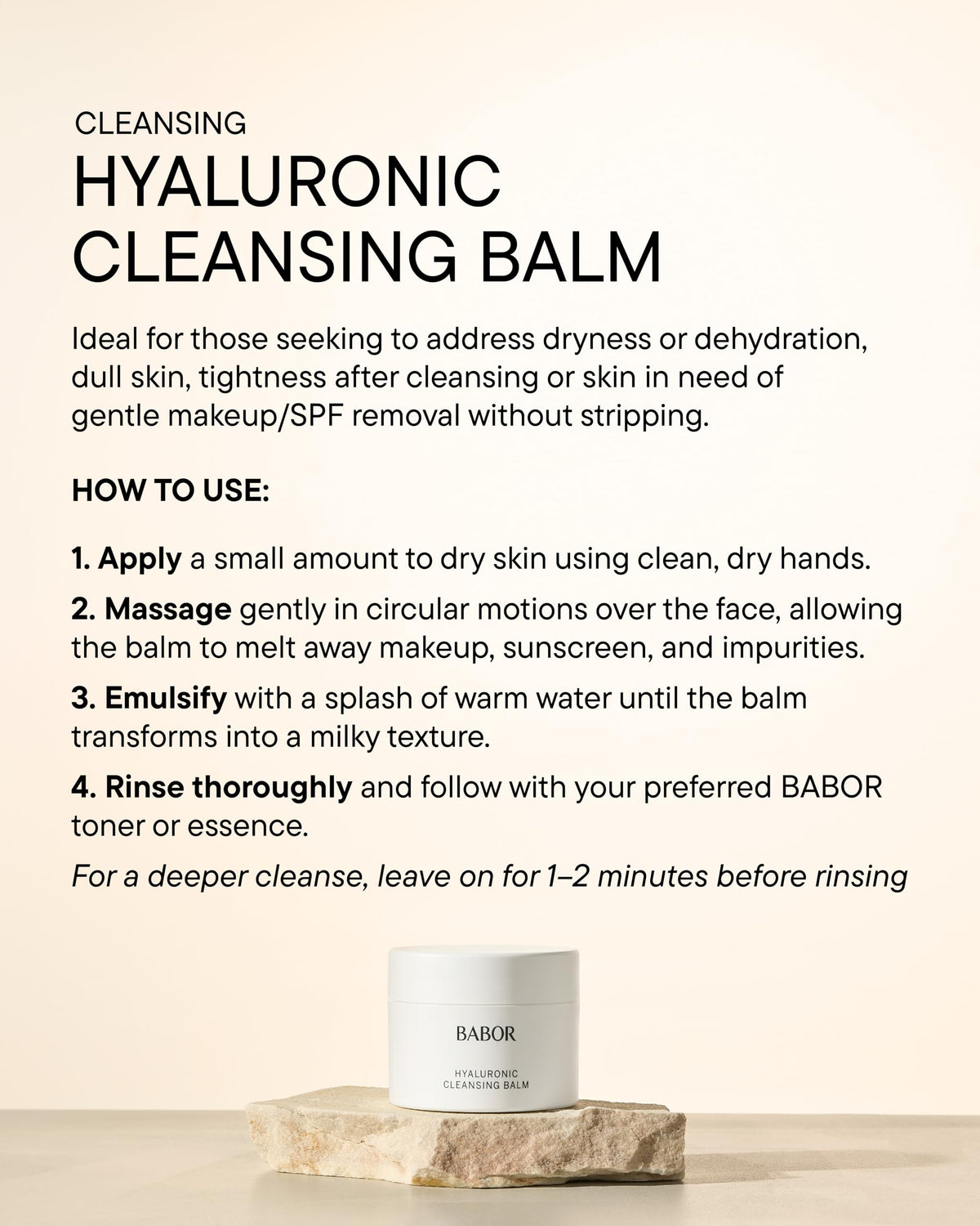 Détails du Baume Nettoyant Hyaluronique BABOR