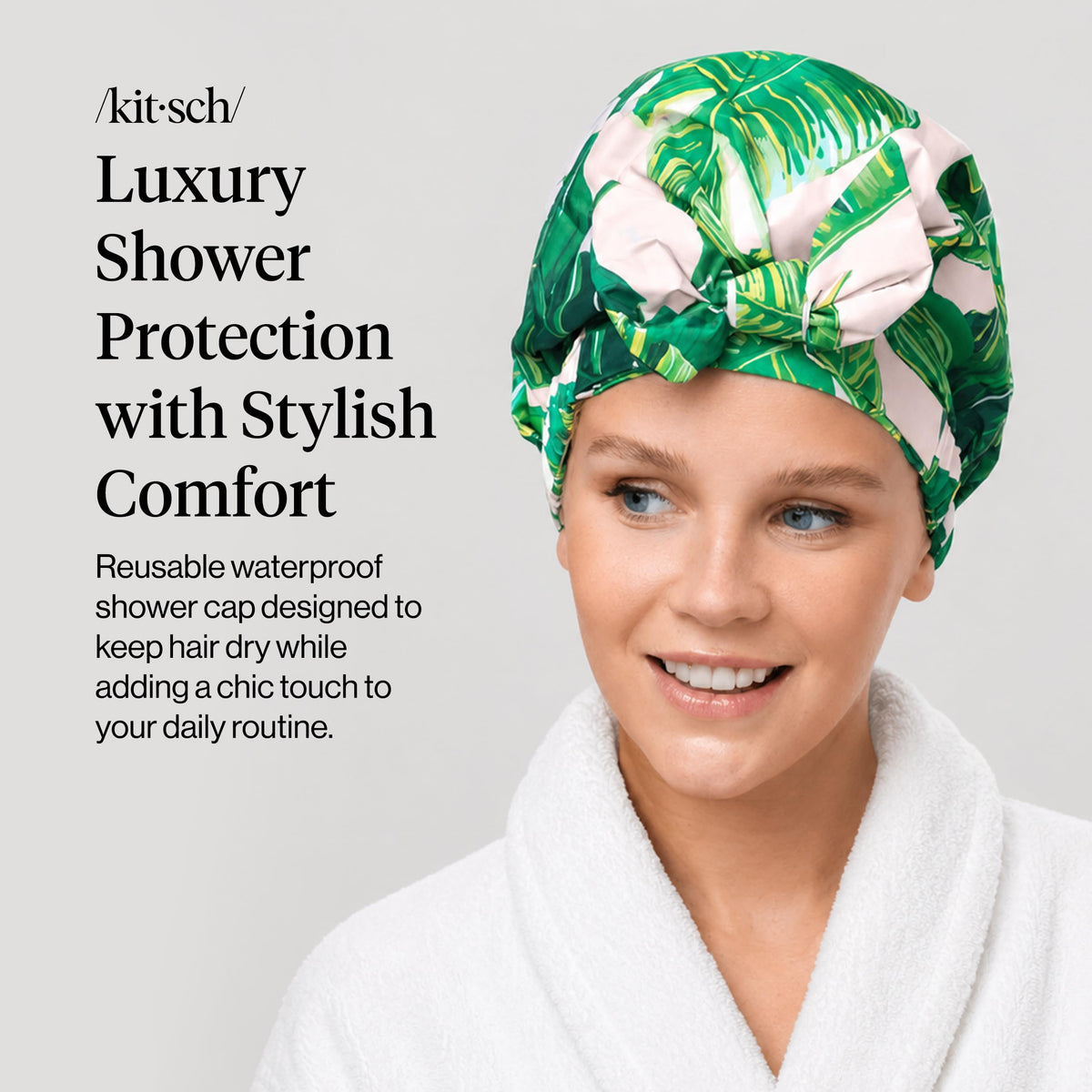 Détails du bonnet de douche Kitsch avec bande antidérapante