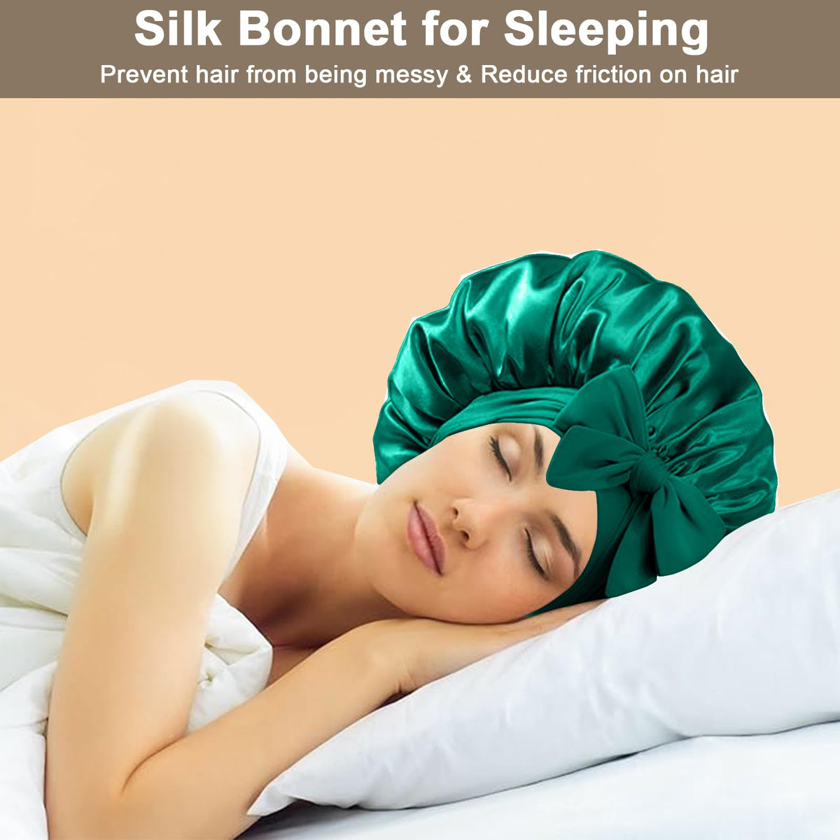Détails du bonnet de nuit en satin FIRSTPELLA, élastique et lien