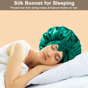 Détails du bonnet de nuit en satin FIRSTPELLA, élastique et lien