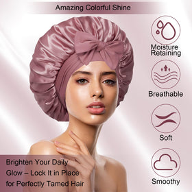 Détails du bonnet en satin Confvrter avec élastiques