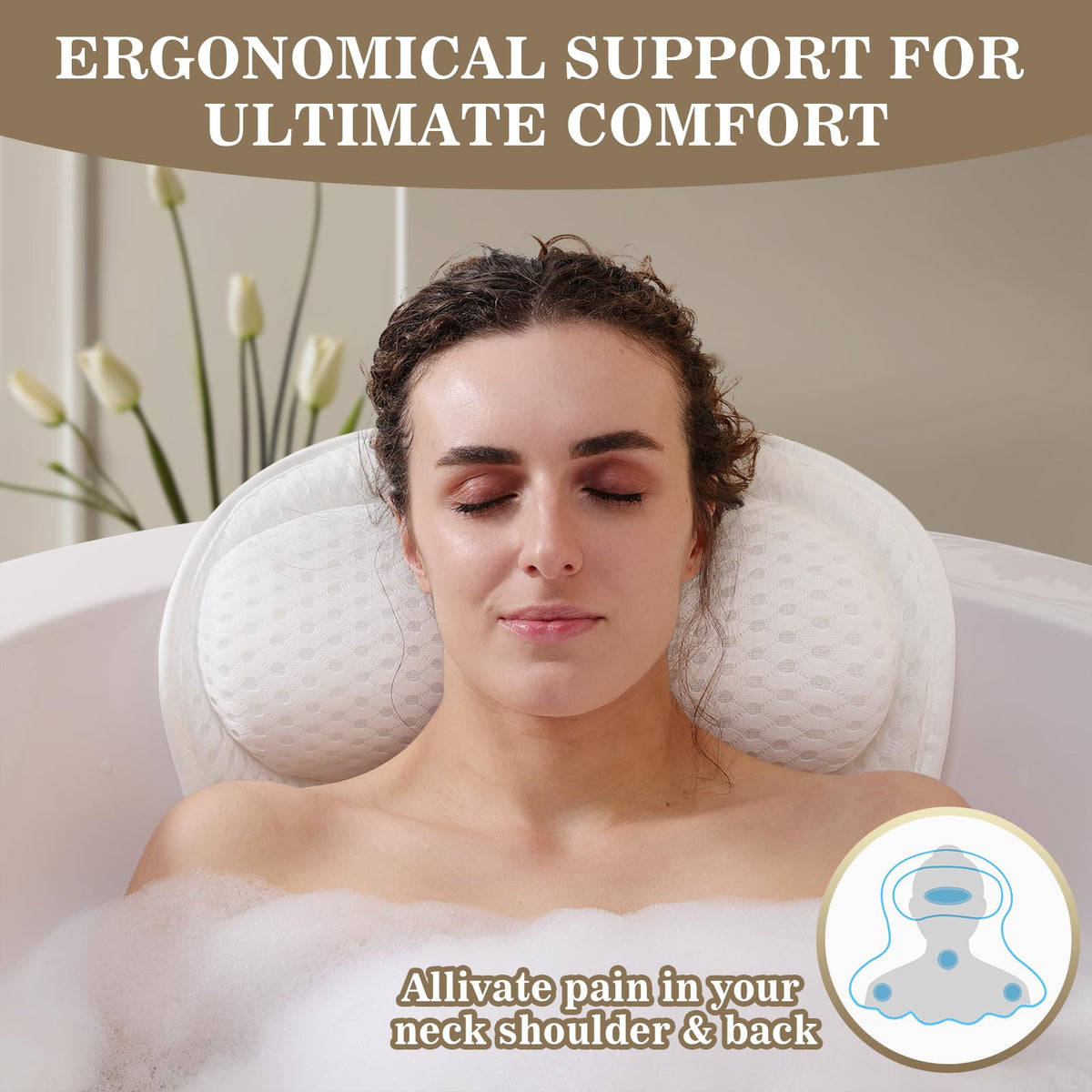 Détails du coussin de bain Binobella avec ventouses