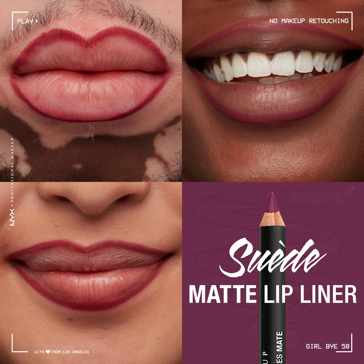 Détails du crayon à lèvres Suede Matte de NYX, couleur violet