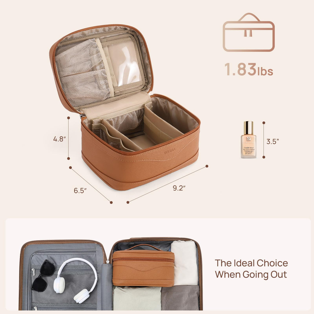 Détails du cuir végétal de la trousse Telena