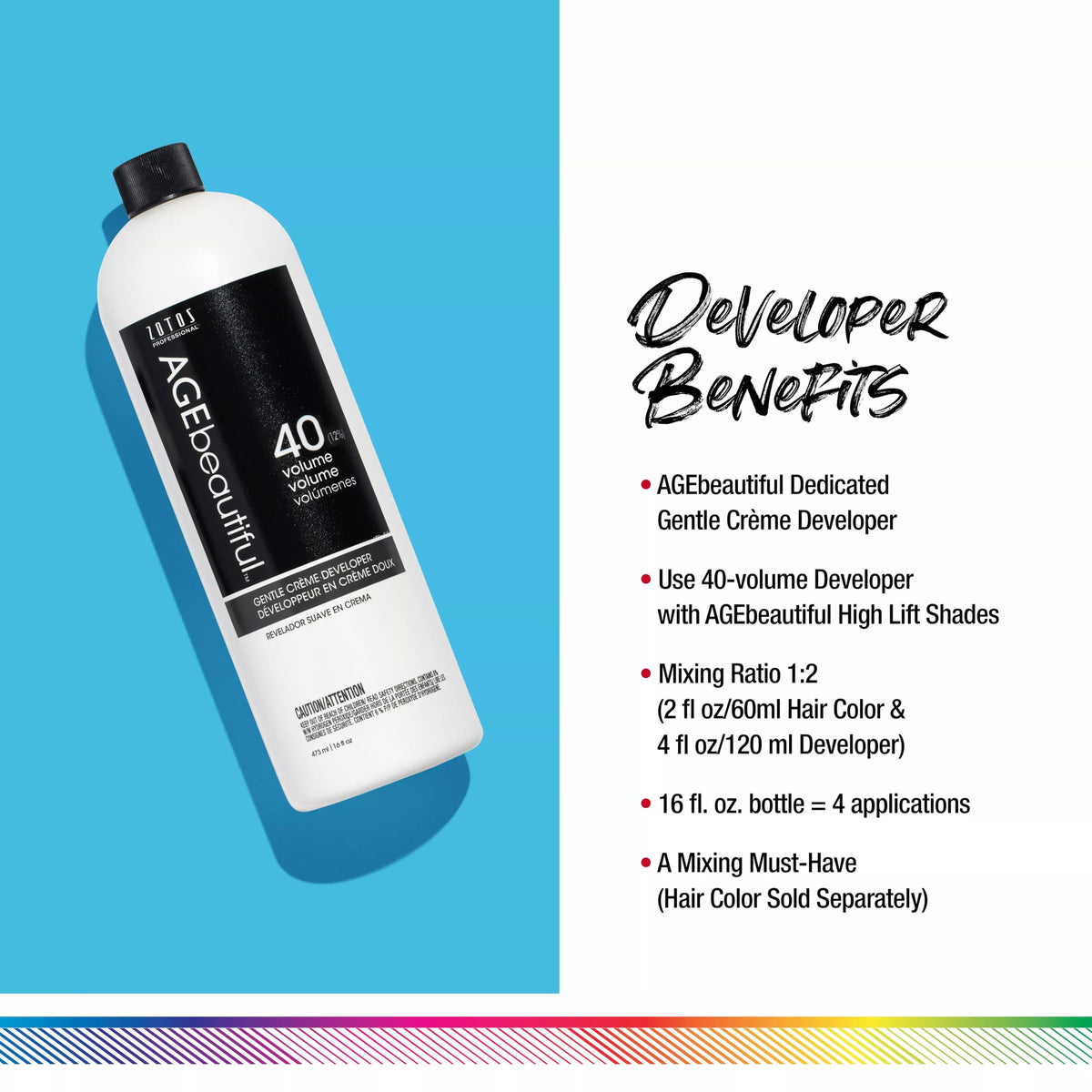 Détails du Développeur Crème AgeBeautiful 40 Volume sur le flacon