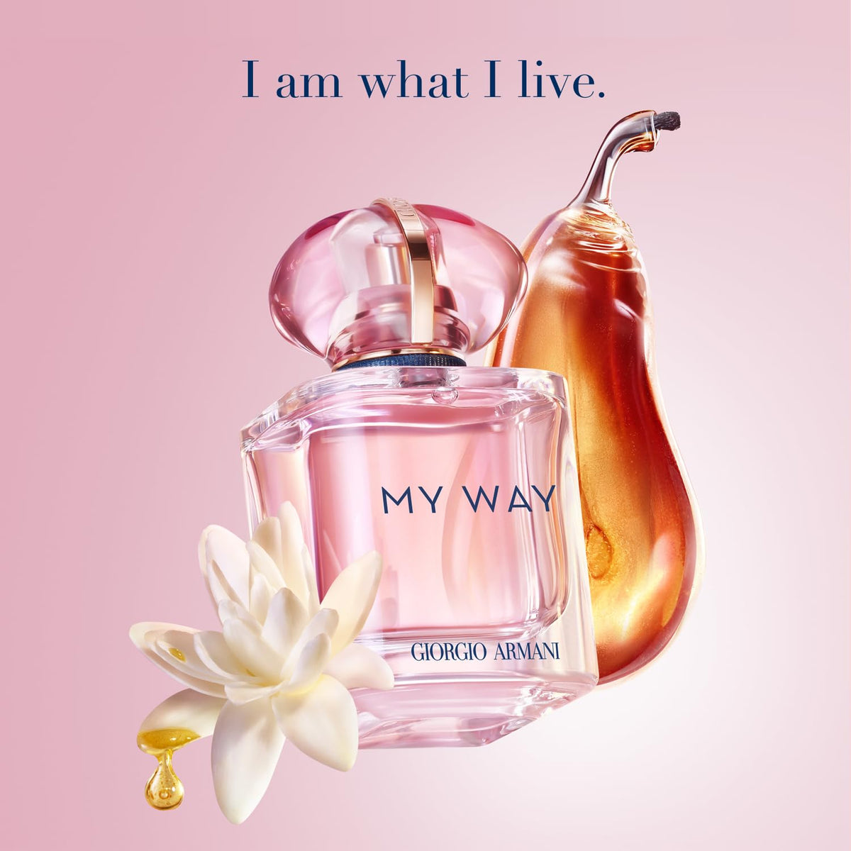 Détails du flacon d'Armani Beauty My Way Nectar avec finition rose