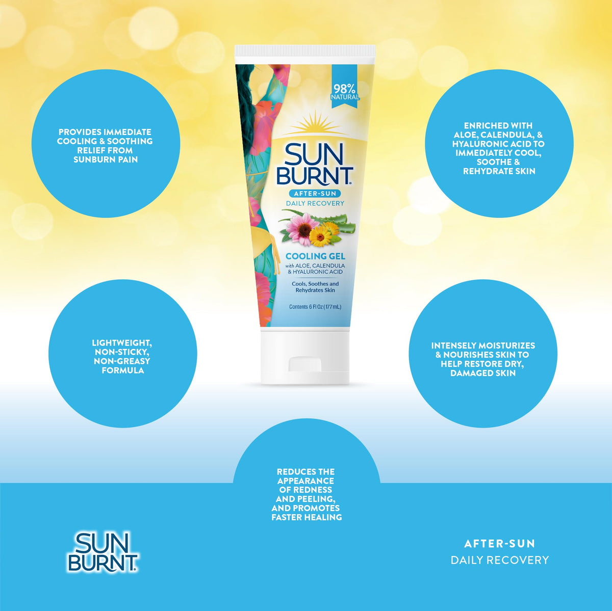 Détails du flacon de gel après-soleil Sunburnt Aloe Vera
