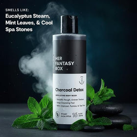 Détails du flacon de Gel Douche Exfoliant, étiquette visible