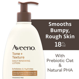 Détails du flacon de lotion Aveeno avec étiquette