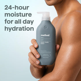 Détails du flacon de lotion Method pour Hommes, 414 ml