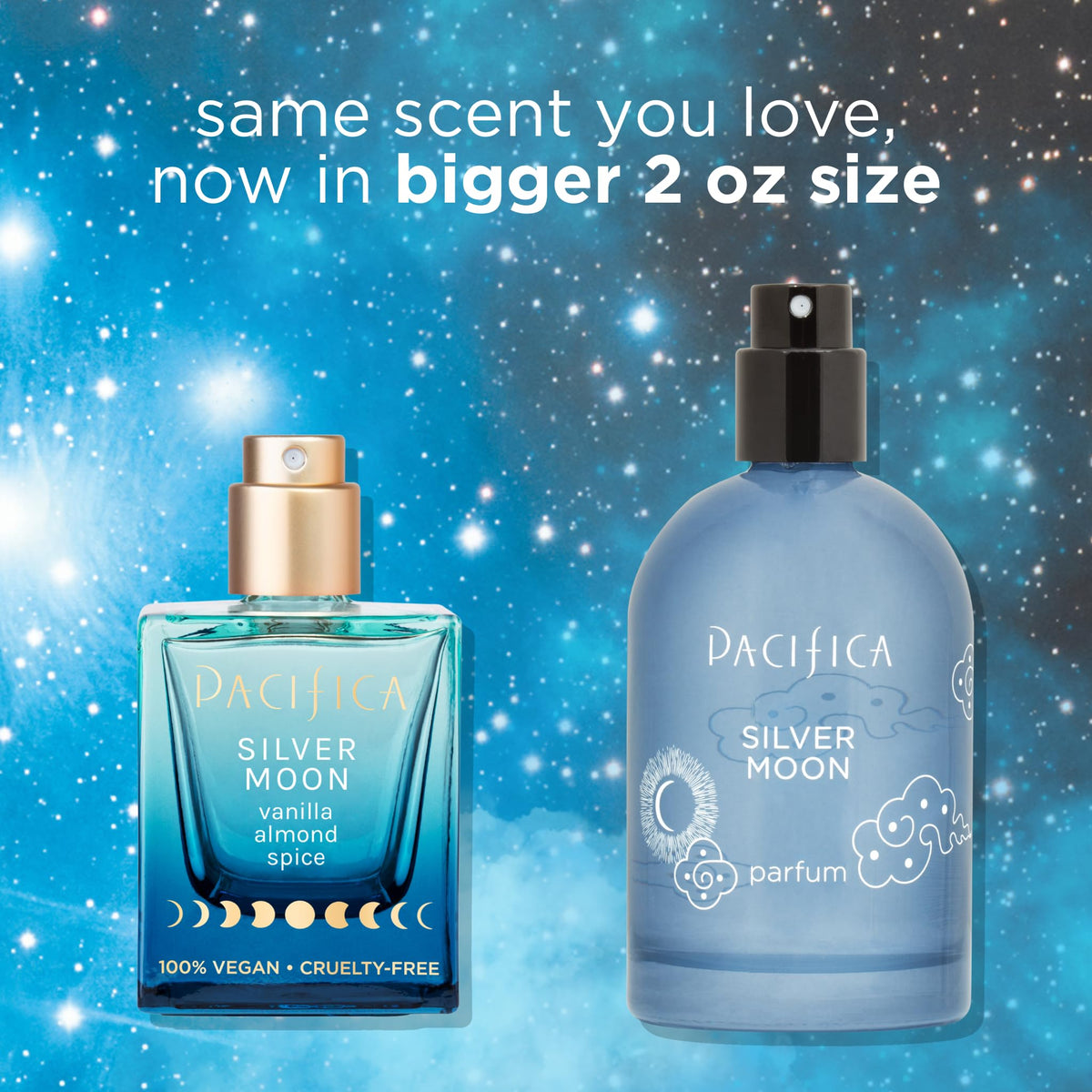 Détails du flacon de parfum Pacifica Silver Moon