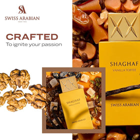Détails du flacon de parfum Shaghaf Vanilla Toffee de Swiss Arabian